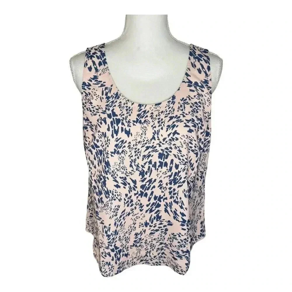 G by Giuliana Women’s Small Pink Abstract Design Matte Satin Tank Sleeveless Top